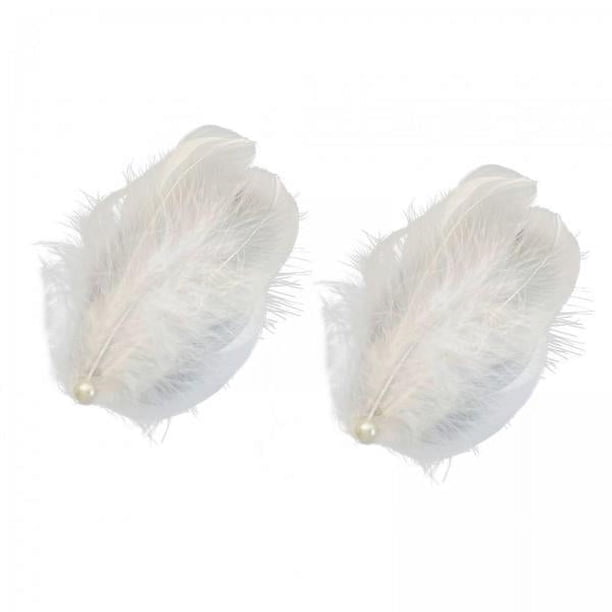 2x 2 Pinzas para El Pelo de Plumas, Pinzas para El Pelo, , Horquilla Ligera para Mujer, Horquilla de Plumas Blancas para Cumpleaños, Novia 2 piezas