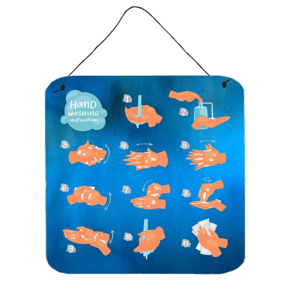 Carolines Treasures CK7314DS66 Hand Washing Instructions Wall or Door Hanging Prints 6HX6W multicolor