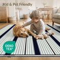 thumbnail image 4 of ODIKA 9'x12' Washable Area Rug Boho Striped Ticking Stripe Farmhouse Felpudo Gingham Layering Flowing Dynamic for Dining Room, Basement, Large Office, Non-Slip Chair-Friendly, 4 of 7