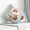 thumbnail image 4 of Throw Pillow Covers 18x18 Inch, Vintage Rooster Decorative Pillow Cases for Couch Sofa Bed, Farmhouse Striped Watercolor Animals Cotton Linen Square Home Decor Pillowcases with Hidden Zipper, 4 of 7