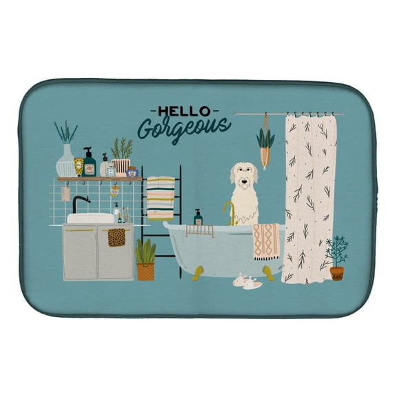 Carolines Treasures CK7487DDM Irish Wolfhound in Bathtub Dish Drying Mat 14 x 21" multicolor