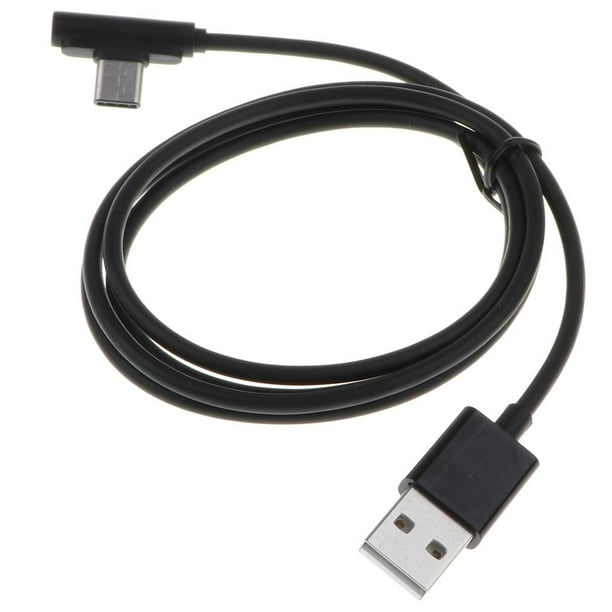 Cable de carga USB macho tipo C con ángulo recto de 90 grados para Android Negro 1m