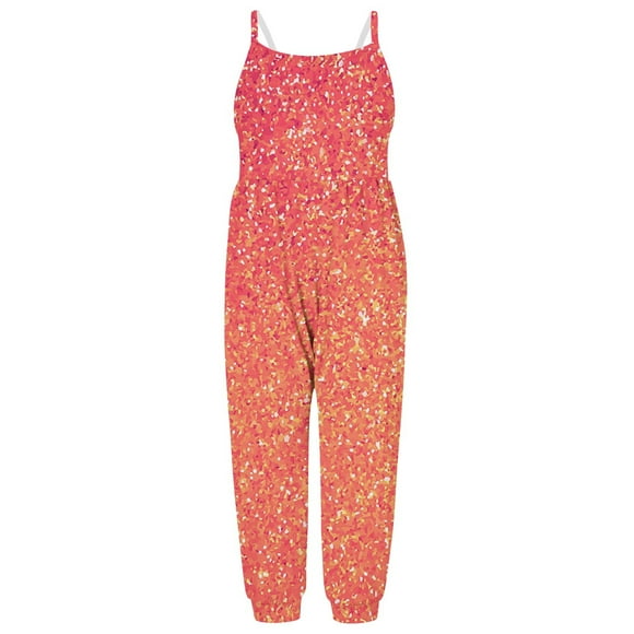 Jgppe Toddler Girls Casual Jumpsuit Baggy Spaghetti Strap Long Pants Printed Summer Clothes with Pockets 1-6 Years