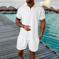 thumbnail image 2 of Cathalem Mens Short Sets 2 Piece Outfits Beach Men's 2 Piece Outfits Short Sleeve Tee and Shorts Set(White,M), 2 of 5