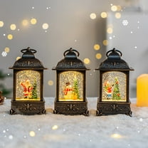 OEFNTAC Decorations Christmas Oil Lamp Wind Lamp Drifting Snow Music Box Desktop Decoration for Holiday 13x9x9cm Party Decor