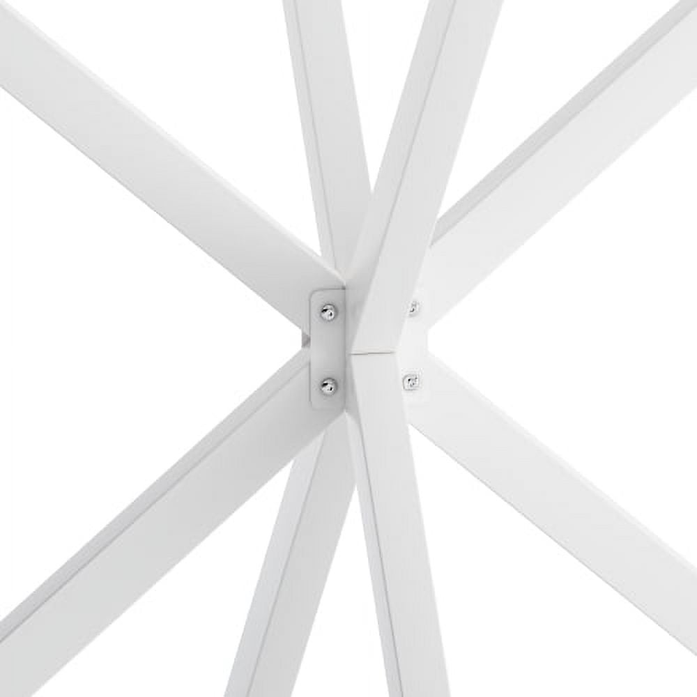 BSHTI 42.13" Modern Cross Leg Round Dining Table, White Top Occasional Table, Two Piece Removable Top, Matte Finish Iron Legs