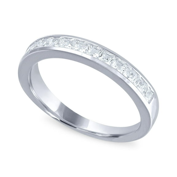 1 Carat Diamond Anniversary Channel Ring Band in 14k White Gold (H-I, I1-I2, cttw) Princess Cut Size 7