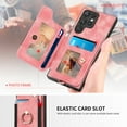 thumbnail image 2 of Nalacover For Samsung S23 Ultra Case Ring Holder Kickstand with Credit Card Holder, Back Flip Premium Leather Magnetic Clasp Removable Wirst Hand Strap Cover for Samsung Galaxy S23 Ultra, Pink, 2 of 15