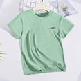 thumbnail image 4 of ZOSOED Girls Solid T Shirts Loose-Fitting Crewneck Casual Shirts with Stich Army Green 2-3years, 4 of 5