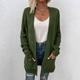 thumbnail image 2 of VISALY Long Cardigans Chunky Knit Cardigan Women's Cable Knit Long Sleeve Open Front Cardigan Oversized Lightweight Cardigan Sweaters Cover Up with Pockets Crochet Cardigan Beach Cardigan Green 3Xl, 2 of 5