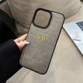 thumbnail image 1 of Personalised Customized Name Leather Soft Case For iPhone 15 Pro Max 14 Pro Max 13 Pro Max 12 11 13 14 15 Plus Initial Cover, 1 of 7
