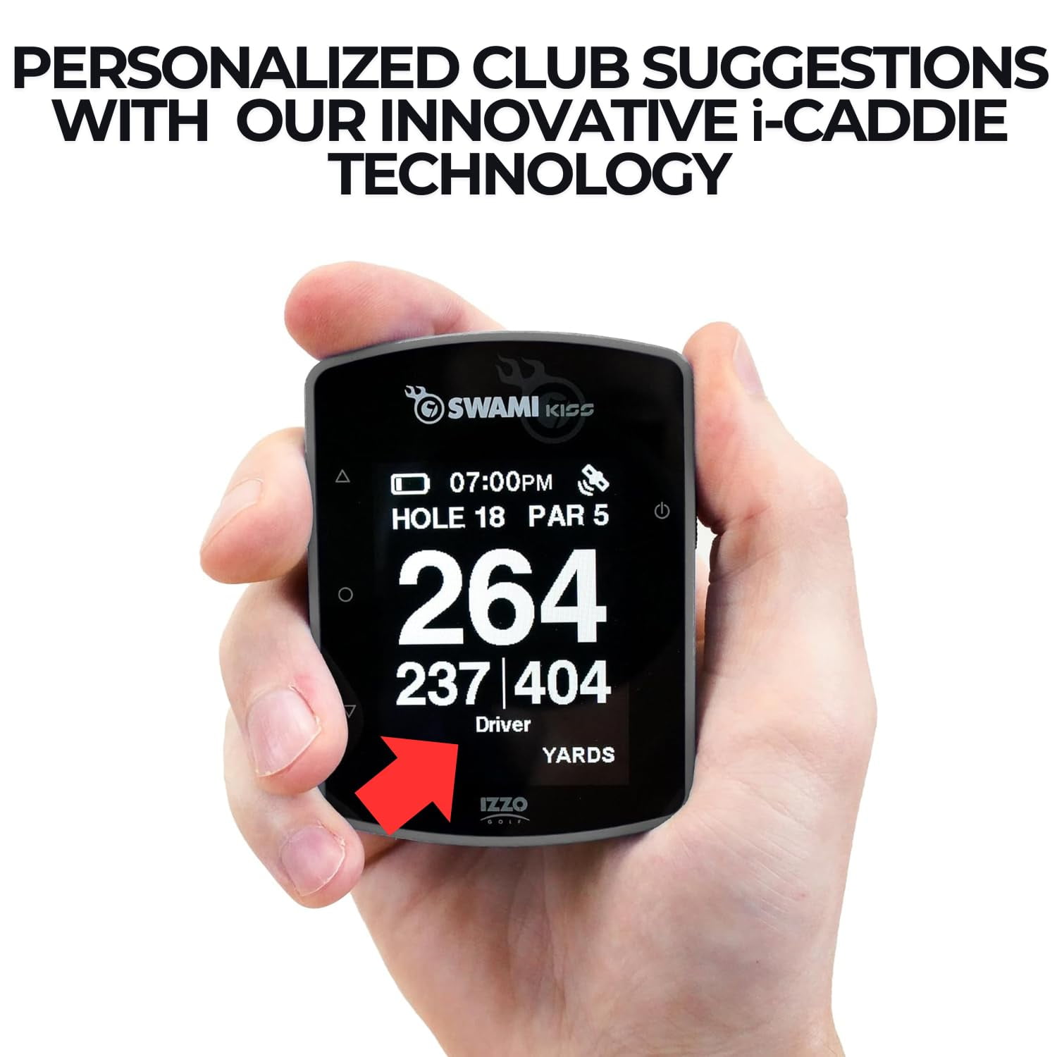 Izzo Golf Swami KISS 2.0 Golf GPS Rangefinder - Grey, Ultra-Compact w/ Magnetic Cart Mount