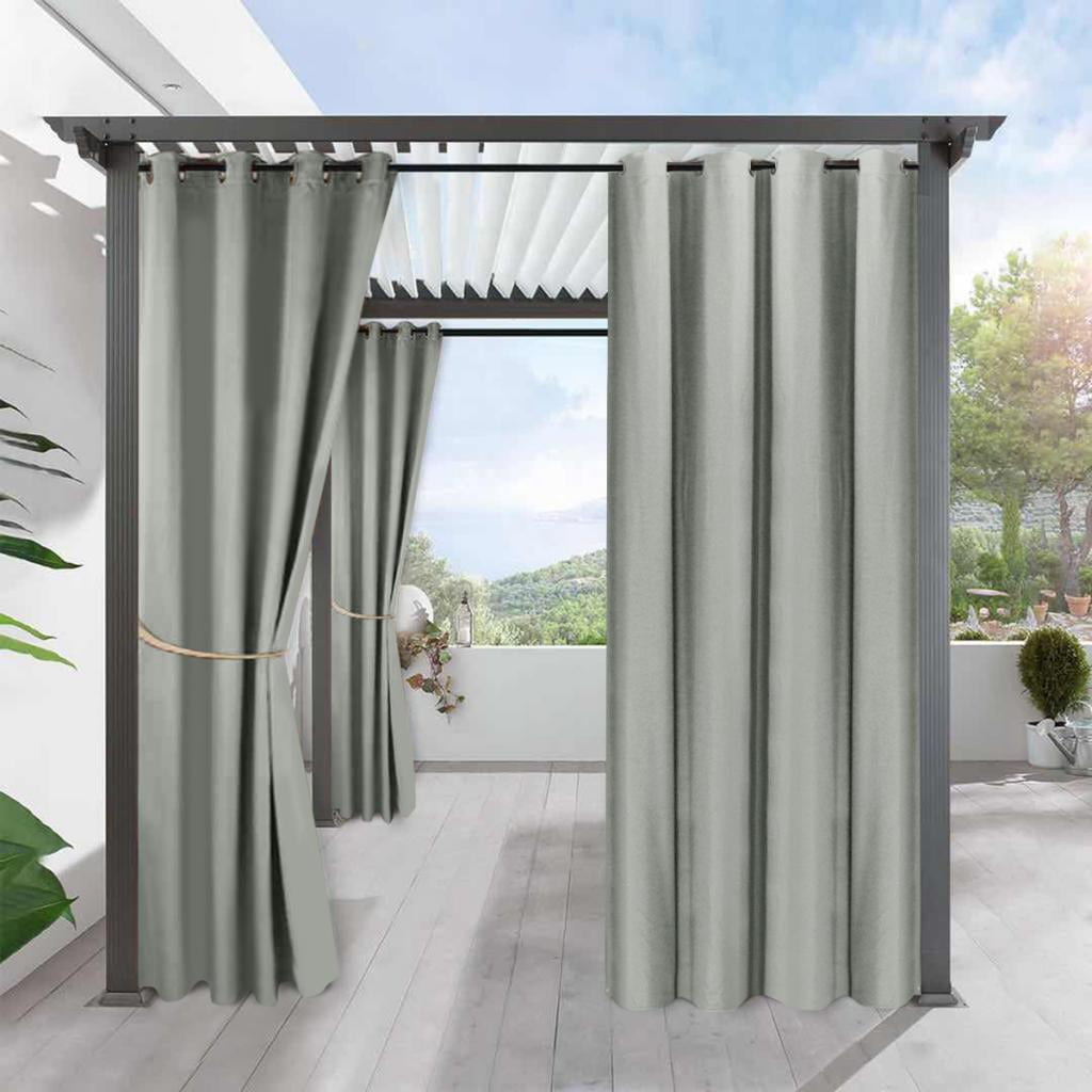 Waterproof Outdoor Curtain - Privacy Window Treatment Panels for Porch Outdoor Indoor Curtain Drapery for Garden/Courtyard Decoration Grey