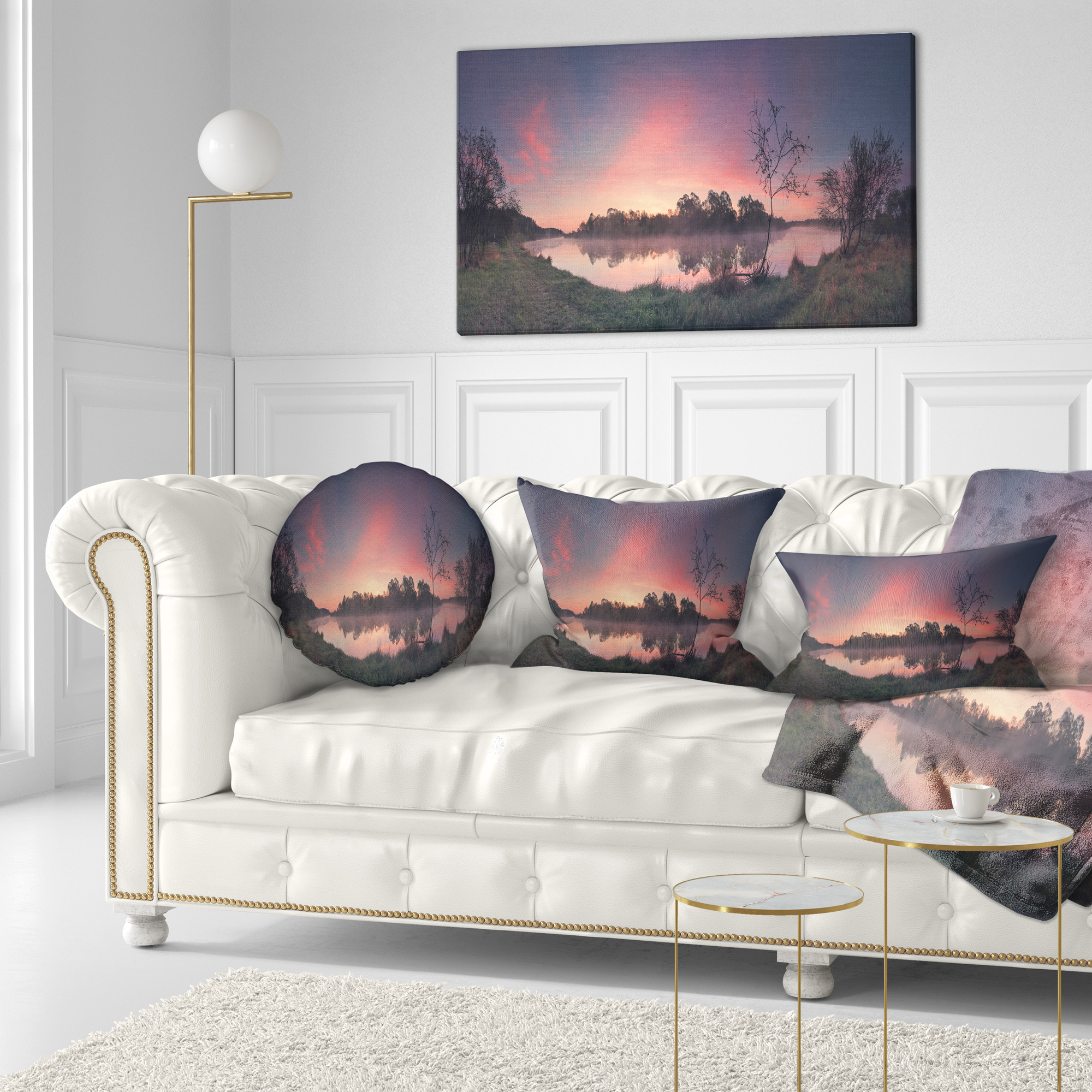 Designart Purple Tinged Spring Mountains - Landscape Printed Throw Pillow - 12x20