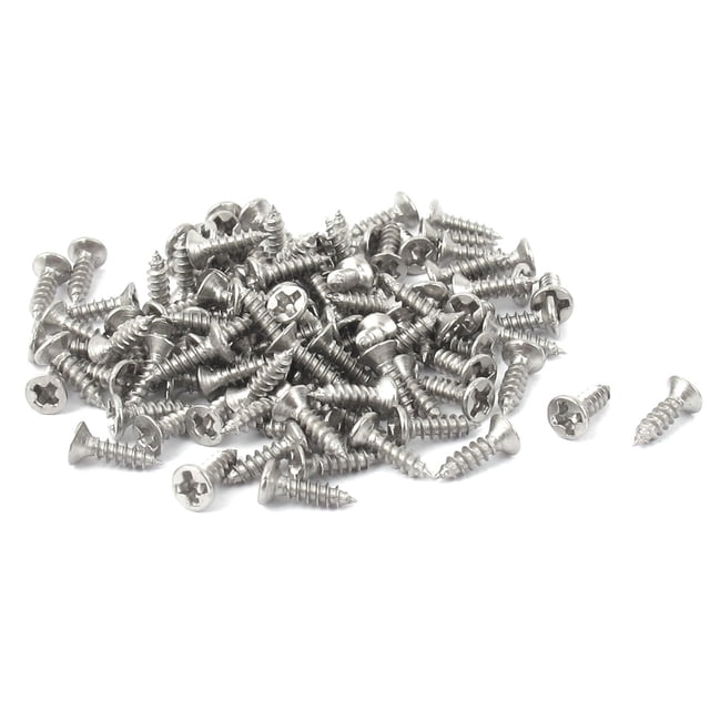 Unique Bargains M1.6 x 6mm Tête Transversale Fraisée Auto Taraudage Vis 100 Pcs