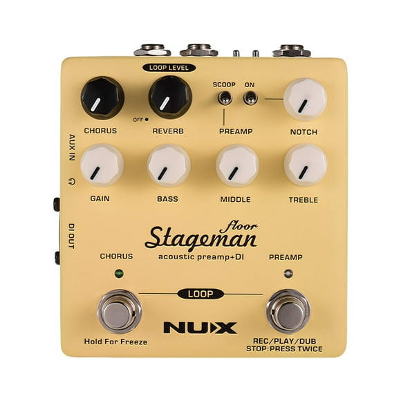 NUX NUX Stageman Floor Acoustic Preamp with Digital Effects, Looper, and Advanced EQ Controls for Guitars and String Instruments