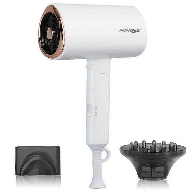 Secador de pelo de iones negativos portátil de alta velocidad de 18000 RPM, profesional, rápido, 1200 W, plegable, para viajes, herramienta para el cuidado del cabello con iones de agua, color blanc