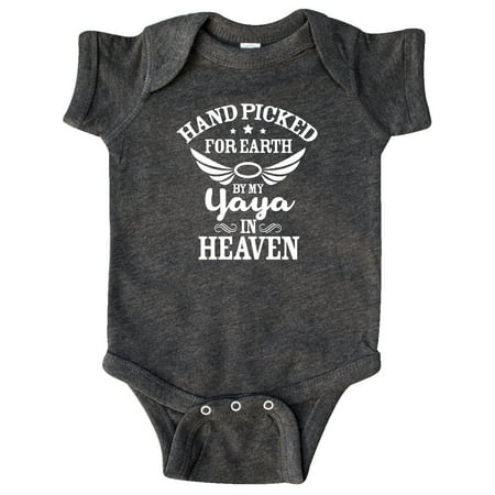 

Inktastic Handpicked for Earth By My Yaya in Heaven with Angel Wings Gift Baby Boy or Baby Girl Bodysuit