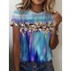 thumbnail image 1 of Camiseta informal de verano para mujer, camisetas de manga corta con estampado de flores, Tops de calle para mujer, con cuello redondo Camiseta holgada, Top, 2022, 1 of 5