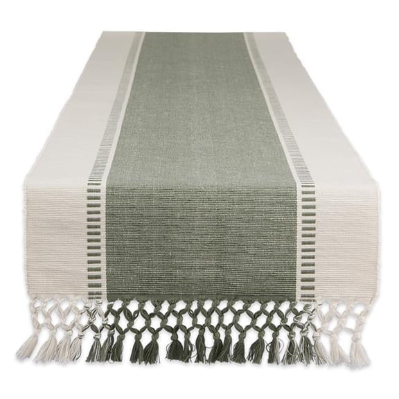 13 x 108 in. Artichoke Green Dobby Stripe Table Runner