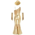 thumbnail image 4 of Alvivi Kids Girls Jazz Disco Performance Dancewear Sleeveless Sequins Flared Jumpsuit with Gloves and Hat Dance Leotard Light Gold 16, 4 of 4