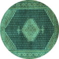 thumbnail image 1 of Ahgly Company Indoor Round Medallion Turquoise Blue Traditional Area Rugs, 3' Round, 1 of 4