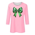 thumbnail image 3 of Posijego Plus Size Womens 3/4 Sleeve Shirts St Patricks Day Print Ladies Crew Neck Basic Tee Shirt Summer Tunic Tops, 3 of 5
