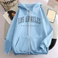 thumbnail image 4 of Los Angeles Hoodie Long Sleeve Zip Up Hooded Sweatshirt with Pockets Trendy Streetwear Pullover Hoodies for Women, 4 of 5