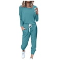 thumbnail image 1 of Ensemble Décontracté pour Femmes, T-Shirt à Manches Longues Patchwork Color Block et Pantalon Long, 1 of 5