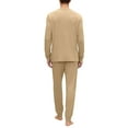 thumbnail image 6 of yuCgh Men's Pajama Set with Long Sleeve and Long Pants, Two-Piece Henley Collar Design for Comfortable Sleepwear, Breathable and Soft for Nighttime Lounge,Camel 3XL, 6 of 9