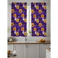 thumbnail image 2 of Halloween Tier Curtains 45 Inch Length,Sheer Curtains for Bedroom Living Room Window Orange Yellow Pumpkin Purple Black Castle Rod Pocket Drapes Kitchen Curtains Small Half Window 27.5"x45" 2 Panels, 2 of 7