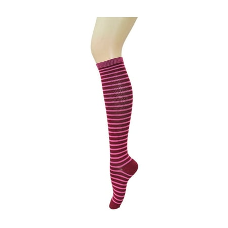 

KDDYLITQ Soft Winter Socks for Women Warm Compression Striped Causal Thigh High Socks Hot Pink L