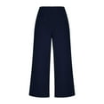 thumbnail image 5 of Wide Leg Suit Pants for Women High Waist Casual Relaxed Fit Side Zipped Business Dress Solid Color Trousers (S, Blue), 5 of 6