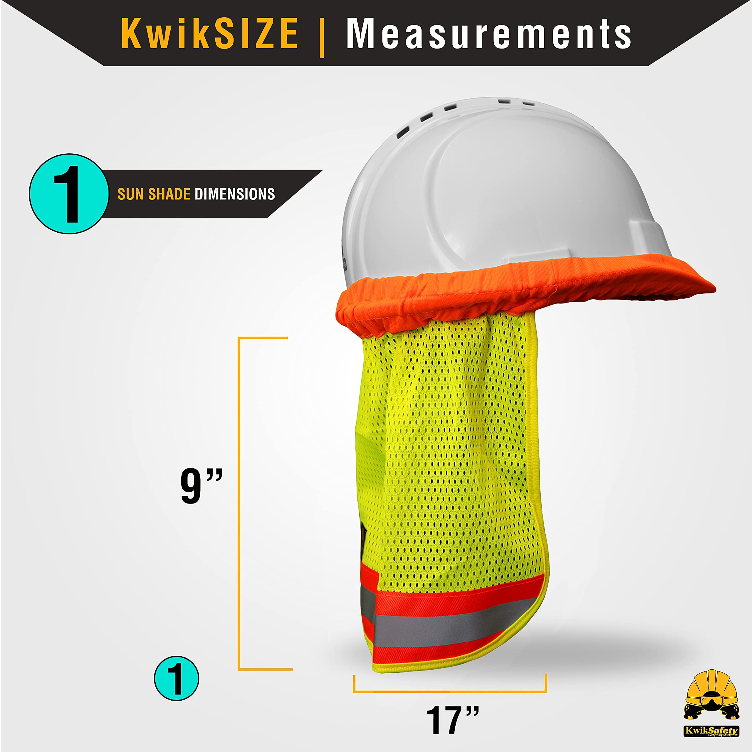KwikSafety (Charlotte, NC) VADER Hard Hat Sun Shade (5 PACK) ANSI OSHA High Visibility Cooling Mesh Contrasting Reflective Hi Vis Regular Brim Neck Protection Construction Helmet Sun/Rain Shield Guard