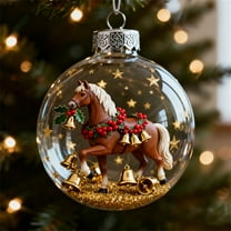 Horse Christmas Ornament Collection – Elegant Equestrian Acrylic Baubles with Glitter, Detailed Horse Figurines for Tree Decoration & Gift for Horse Lovers