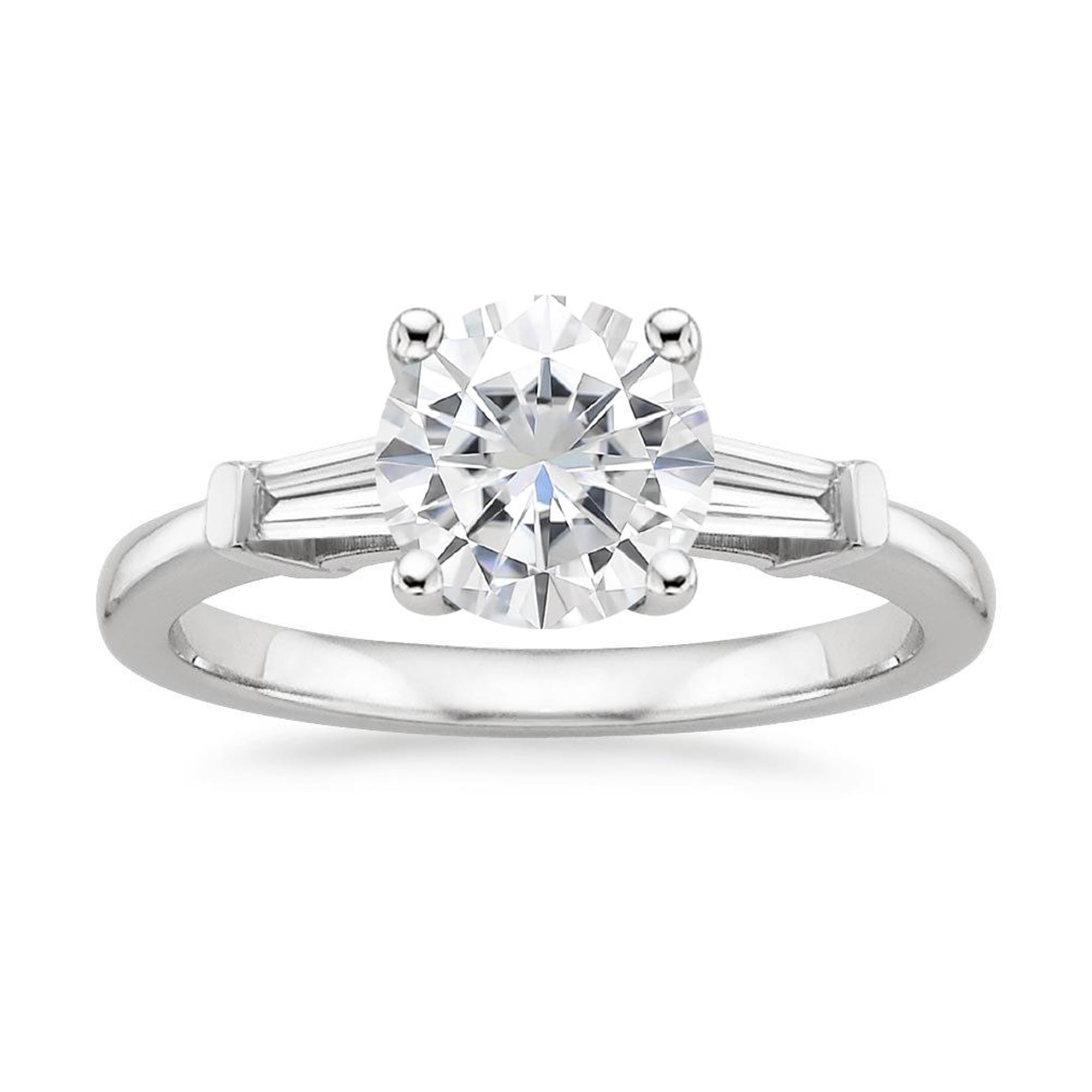 DiamondMuse Swarovski CZ Round And Baguette Cut Engagement Ring In 