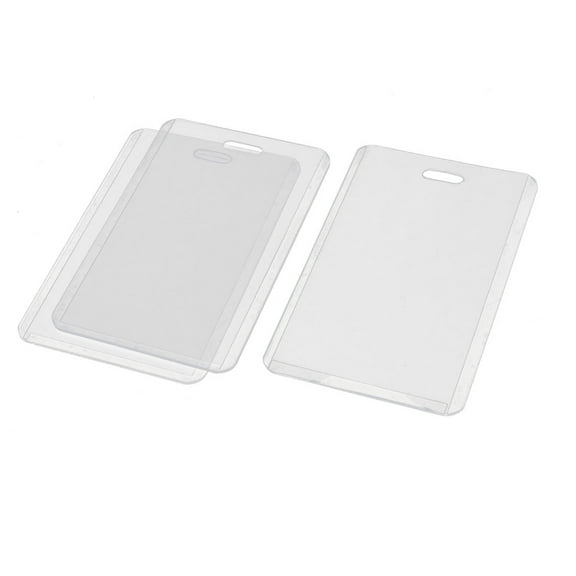Clear Plastic Vertical Business ID Card Badge Holder Case Pouch 3pcs