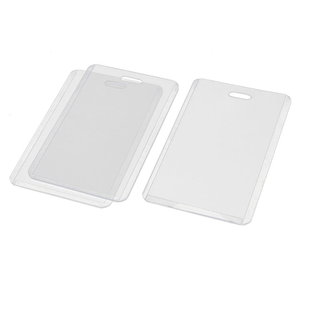 Clear Plastic Vertical Business ID Card Badge Holder Case Pouch 3pcs