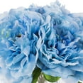 thumbnail image 3 of Enova Home Artificial Flowers Fake Silk Peony Flowers Arrangement in Cube Glass Vase with Faux Water for Home Office Wedding Party Decoration (Blue), 3 of 3
