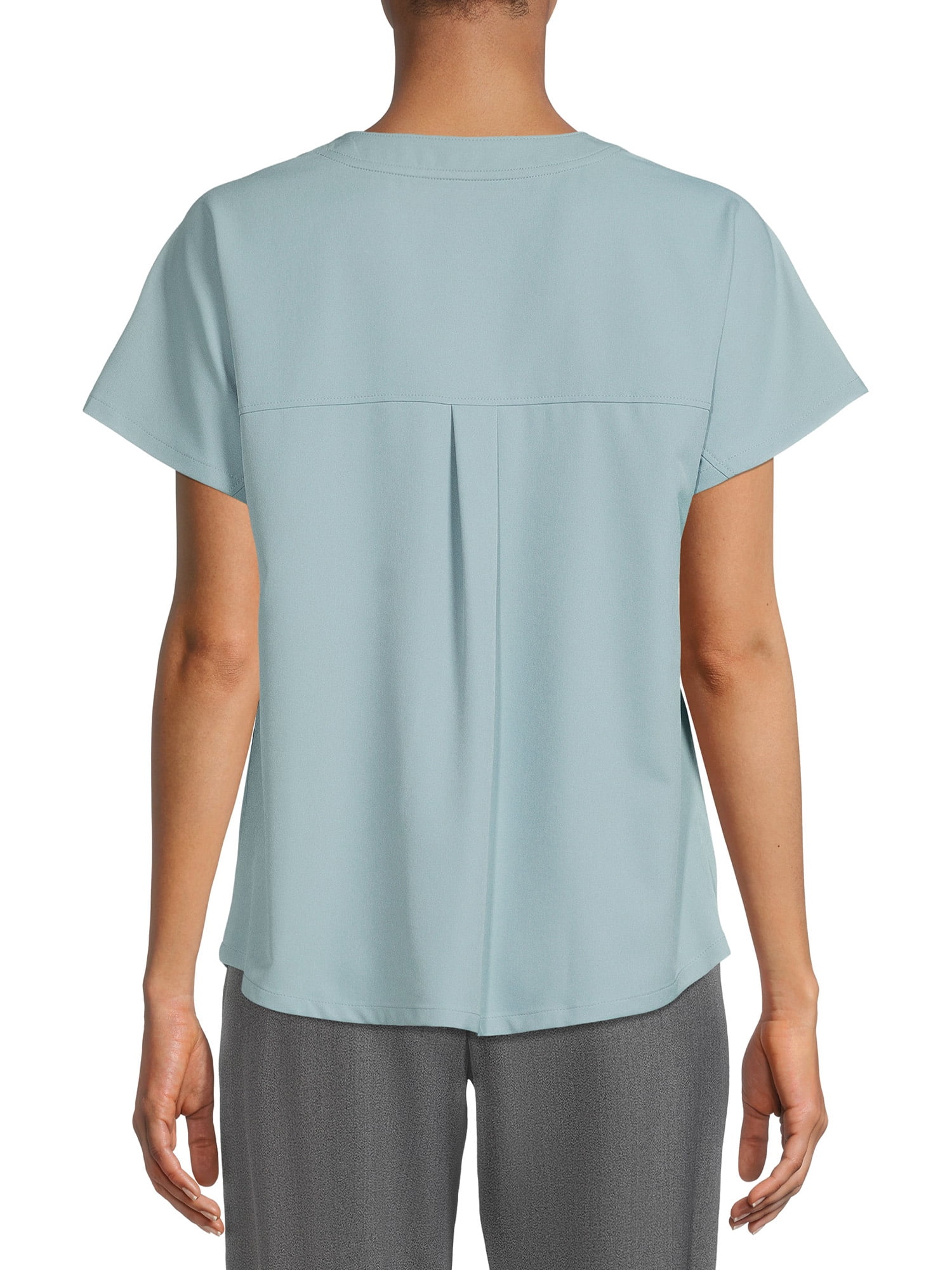 ClimateRight by Cuddl Duds Women’s and Women's Plus V-Neck Scrub Top with Anti-Bacterial Technology