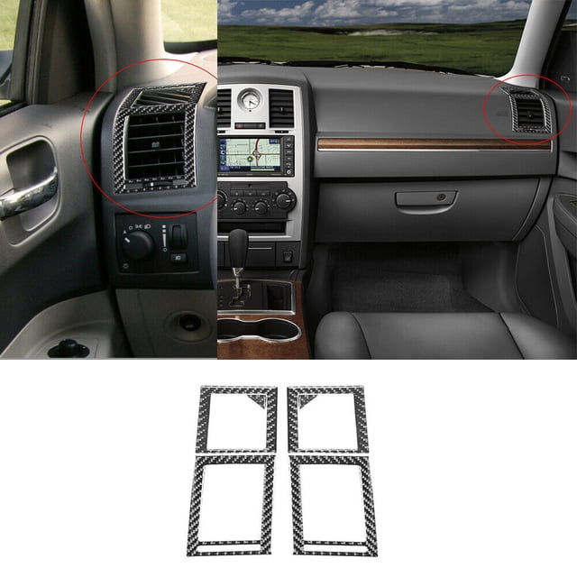 Real Bright Soft Car Interior Carbon Fiber Sticker Decoration6Pcs For Chrysler 300 2008-2010 Carbon Fiber Interior Side Air Vent CoverAuto Car Protection Interior Accessories