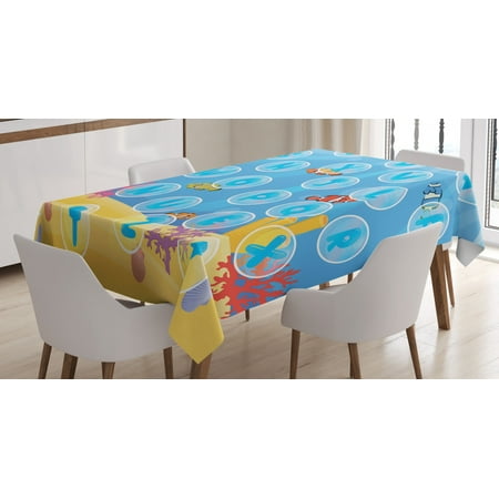 

Kid s Activity Tablecloth Letters of the Alphabet in Bubbles under the Sea Educational Illustration Rectangular Table Cover for Dining Room Kitchen 52 X 70 Inches Multicolor by Ambesonne