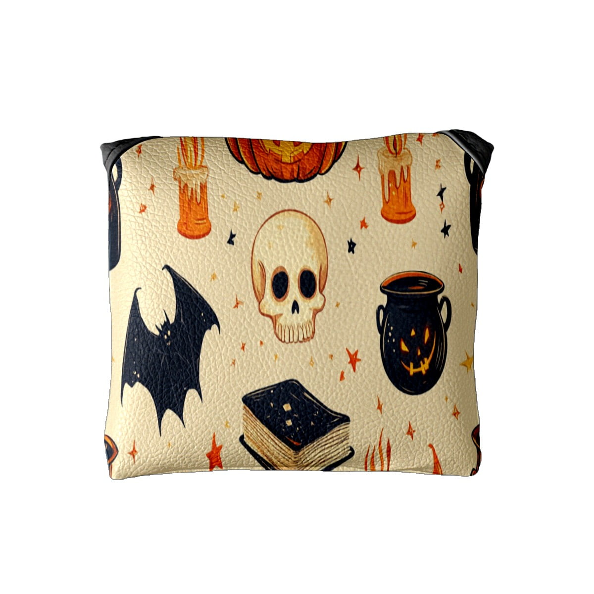 Golf Mallet Putter Cover Premium Leather Golf Putter Head Cover with Magnetic Closure Golf Cover for Men and Women Pumpkin Witch Hat