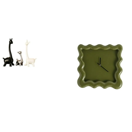 Kuntesetty Elk Deer Statue Ceramic Giraffe Statue Wall Clock Square Wall Clock Modern Ceramic Animal Ornament with Silent Mechanism Suitable for Living Room