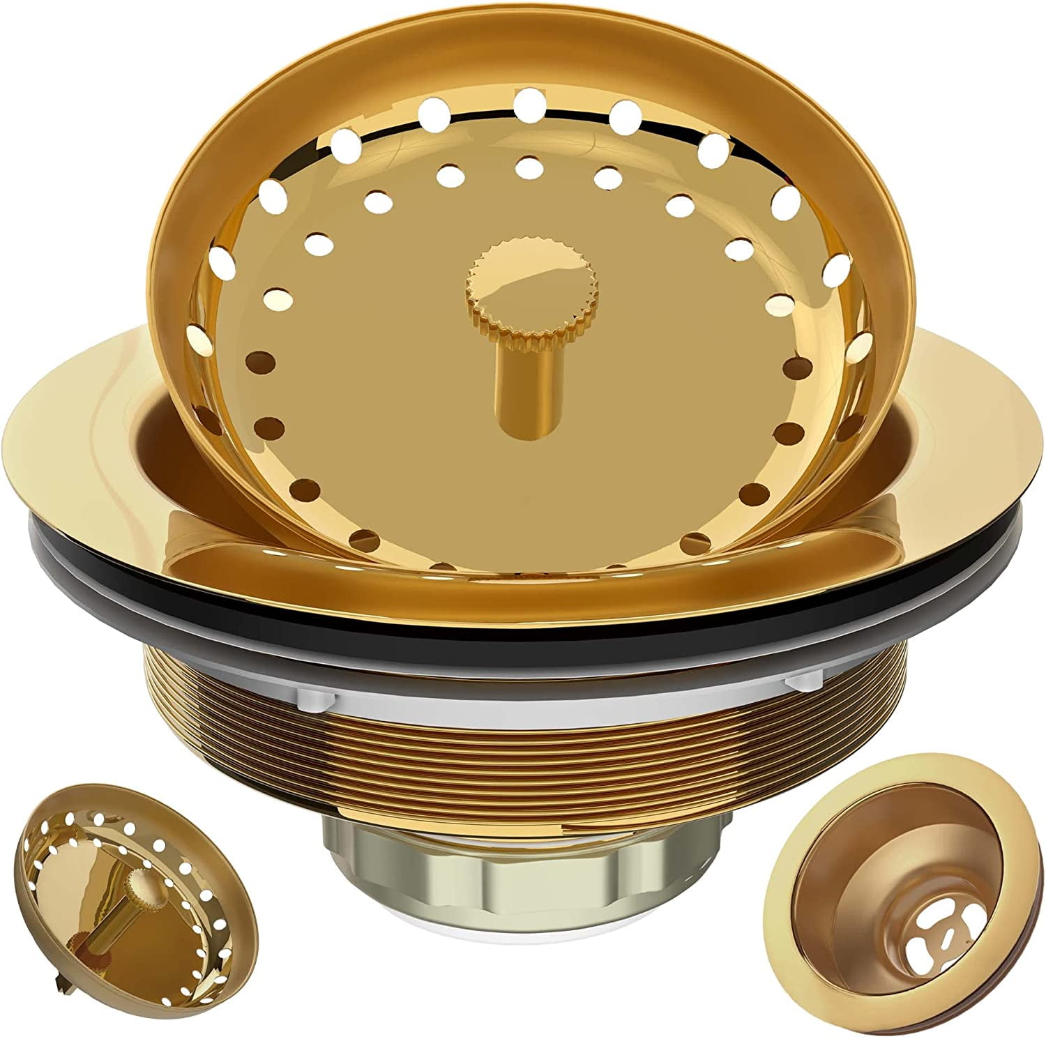 Kitchen Sink Drain Strainer Gold Sink Drain Assembly 31/2 Inch with