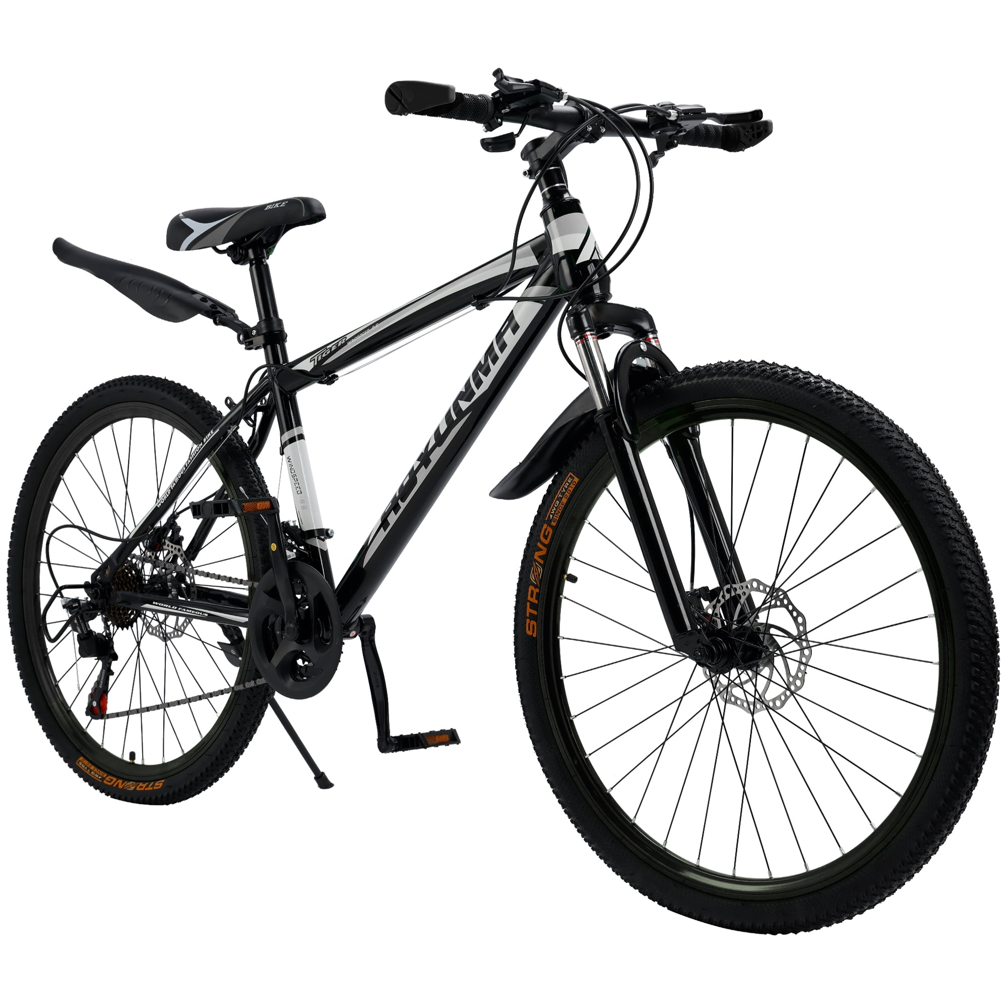 26" Mountain Bike for Men/Women, 24 Speed Shimano Twist Shifting, Front Suspension, Comfort Saddle Red/White/Blue/Green