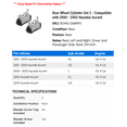 thumbnail image 2 of Rear Wheel Cylinder Set 2 - Compatible with 2000 - 2002 Hyundai Accent - Autopart Premium, 2 of 2