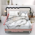 thumbnail image 2 of COEQINE Queen Size Sheet Set Cozy Fade Resistant 3 Pieces Bedding Sheet Set All Season Bottom Bedsheet with All Around Elastic for Home Decor, Marble White Gray, 2 of 5