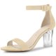 thumbnail image 1 of Sandalias de tacón Grueso Allegra K con Correa de Tobillo Transparente de Gamuza Sintética para Mujeres Beige 40, 1 of 6