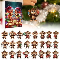 Countdown Sets 2024 Christmas Holiday Advent Calendar Cute Christmas Monkey 2D Ornament Set for Festive Home Decorations